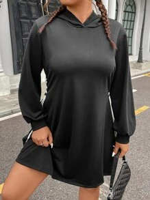 Flirla Vestido con capucha con cordón lateral - Negro - Ver 1