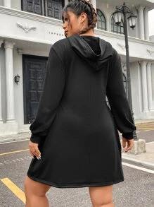 Flirla Vestido con capucha con cordón lateral - Negro - Ver 2