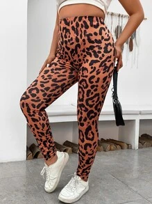 Calvaya Plus Leopard Print Leggings - Multicolor - View 5