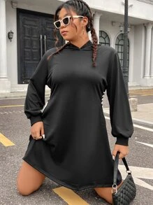 Flirla Vestido con capucha con cordón lateral - Negro - Ver 5