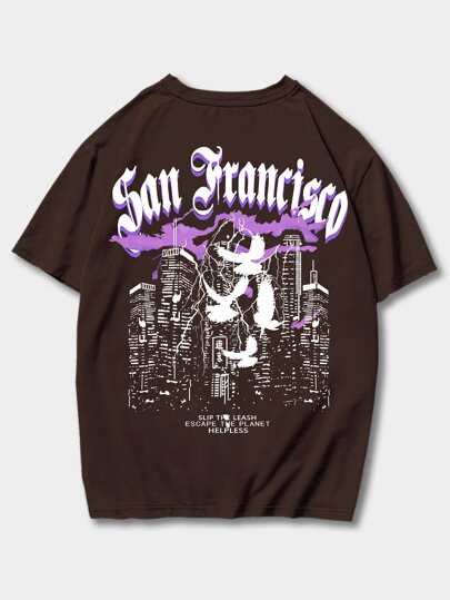 Street Life Homme T-shirt En Coton À Lettres