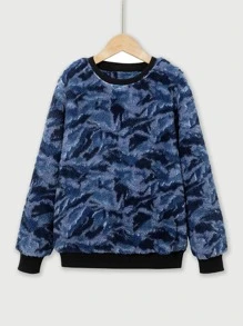 Boys Camo Print Drop Shoulder Sweatshirt - Multicolor - View 1