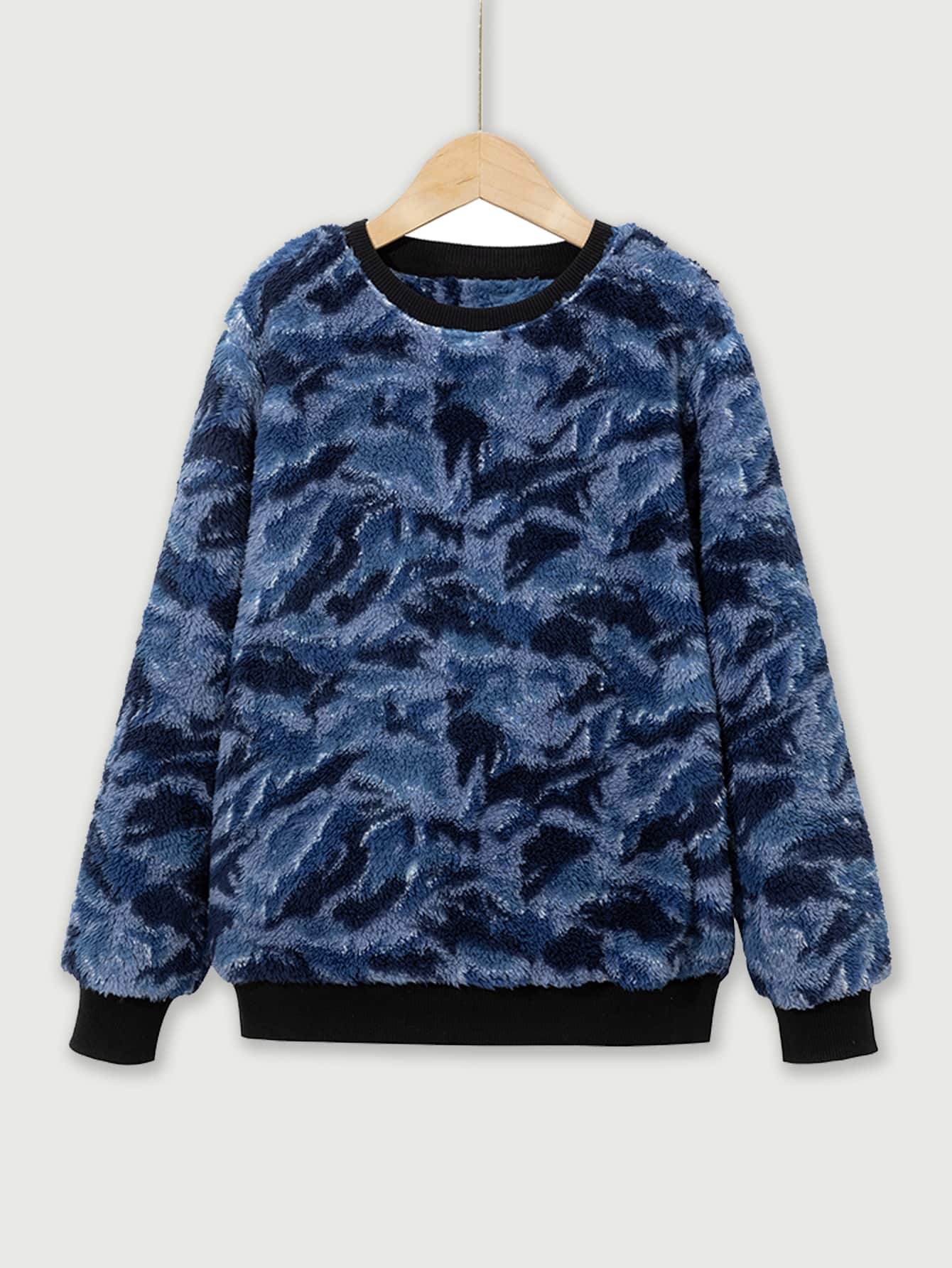 Boys Camo Print Drop Shoulder Sweatshirt - Multicolor - View 1