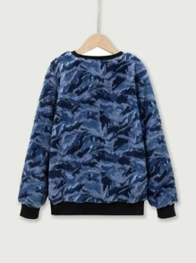 Boys Camo Print Drop Shoulder Sweatshirt - Multicolor - View 2