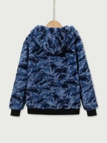 Tween Boy Camo Pattern Kangaroo Pocket Drop Shoulder Sweatshirt - Multicolor - View 2