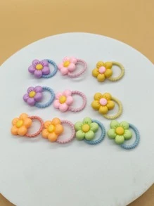 10入組花朵裝飾寵物髮帶