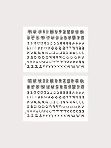 Bộ dụng cụ dán hình xăm , 2 tấm Letter Graphic Hình xăm tạm thời cho trẻ em , Hình dán người lớn , Hình xăm chữ thực tế , Dành cho phụ nữ và trẻ em gái - Nhiều màu - Xem 1