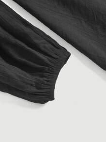 SHEIN MOD Cold Shoulder Ruffle Trim Dress - Black - View 3