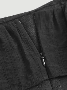 SHEIN MOD Cold Shoulder Ruffle Trim Dress - Black - View 4