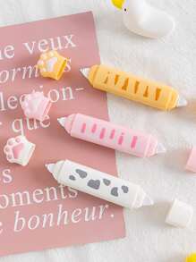 1pc Cat Correction Tape With Double-Sided Adhesive Tape White - White - View 2