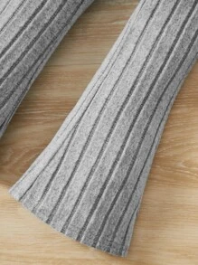 SHEIN Cô Gái Trẻ Cổ giả Áo ba lỗ & Quần ống loe - Màu Xám nhạt - Xem 3