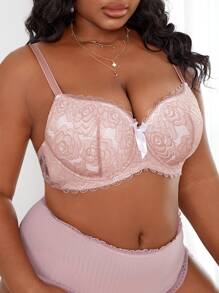 Plus Lace Underwire Bra - Dusty Pink - View 5