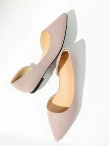 魅力四射鞋適用於女士金屬亮絲尖頭平底鞋 - 粉色 - 查看 2