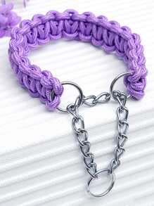 1pc Woven Detail Pet Collar - Red - View 1