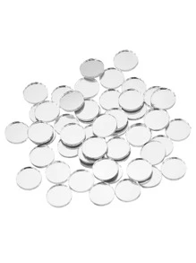 50 piezas Pegatina de pared de espejo redondo - Plateado - Ver 1