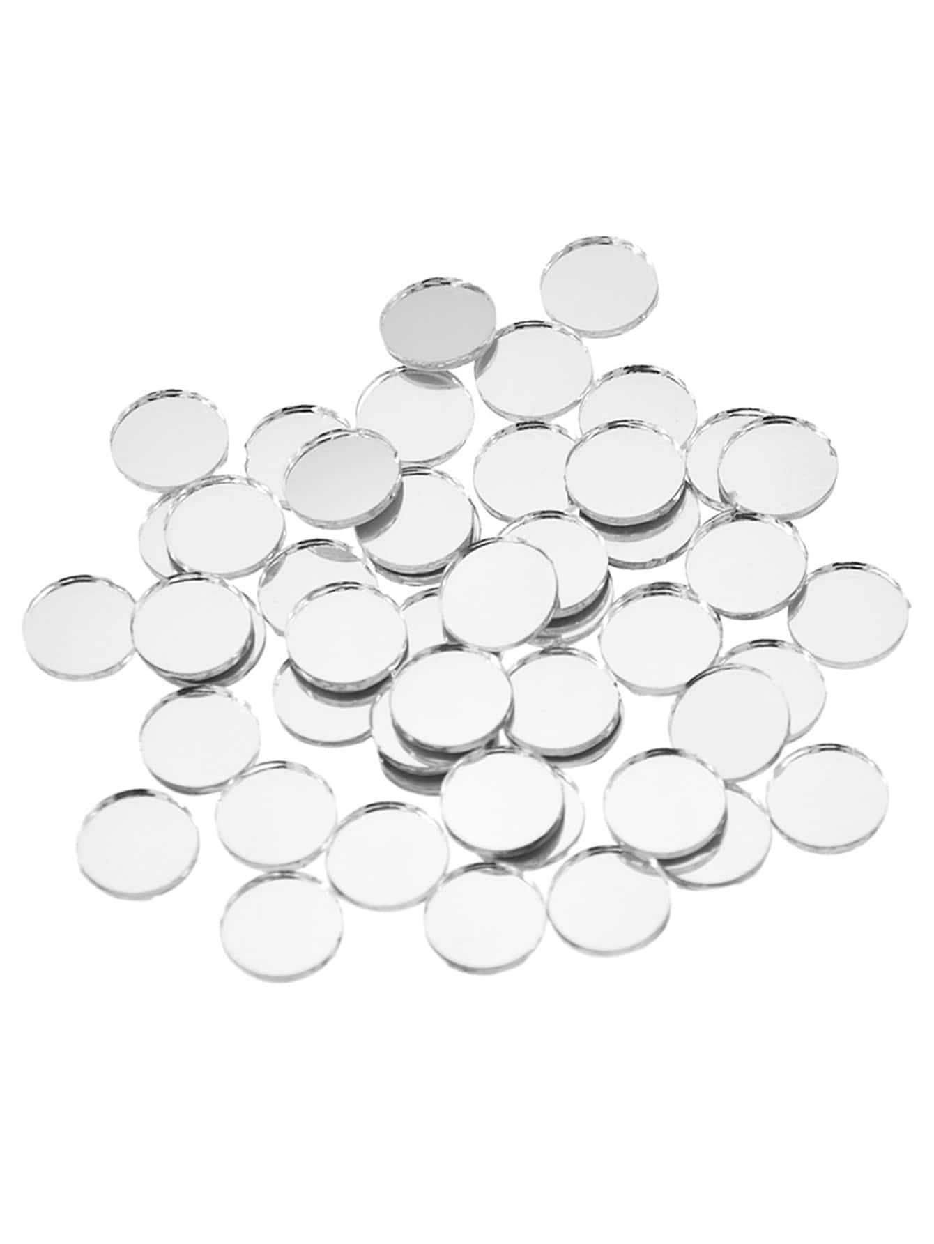 50 piezas Pegatina de pared de espejo redondo - Plateado - Ver 1