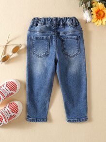 Baby Rabbit Patched Jeans - Medium Wash - View 2