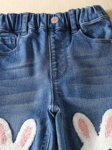 Baby Rabbit Patched Jeans - Medium Wash - View 4