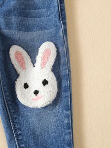 Baby Rabbit Patched Jeans - Medium Wash - View 5