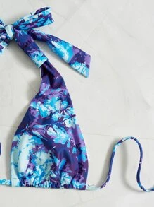 Tie Dye Halter Bikini Set Summer Beach - Multicolor - View 4