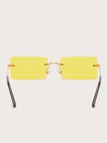 Gafas de sol de moda sin montura con lentes teñidos y diseño vintage para playa - Amarillo - Ver 3