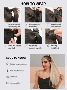 HAIRCUBE Ponytail Hair Extensions, Ponytail Extension 26" Long Straight Wrap Around Pony Tail Heat Resistant Synthetic Hairpiece For Women - Gold - View 5