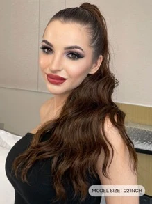 Long Body Wave Synthetic Ponytail With Claw - Brown - View 1