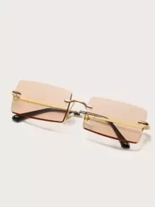 Gafas de moda sin montura en tonos vintage - Champán - Ver 1