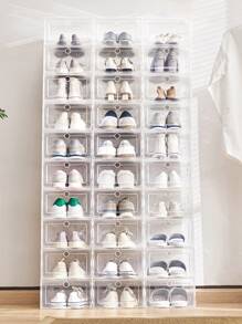 2 piezas caja de zapatos plegable, caja de zapatos gruesa, caja de zapatos transparente, caja de zapatos con cajón de plástico, caja de almacenamiento para el hogar