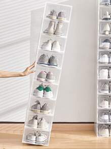 2 piezas caja de zapatos plegable, caja de zapatos gruesa, caja de zapatos transparente, caja de zapatos con cajón de plástico, caja de almacenamiento para el hogar