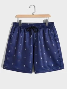 GENTILAND 男士宽松全印花衬衫和抽绳腰短裤套装 - 藏蓝色 - 查看 4