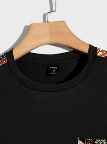 Manfinity VCAY Men T-Shirts Fit Crew Neck Short Sleeve Graphic Tee Geo Patterns Casual Fashion Men Clothes Summer