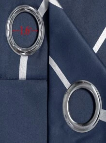 Estelar Textiler 2pcs Graphic Pattern Curtain, Modern Polyester Single Panel Blackout Curtain For Home - Navy Blue - View 7