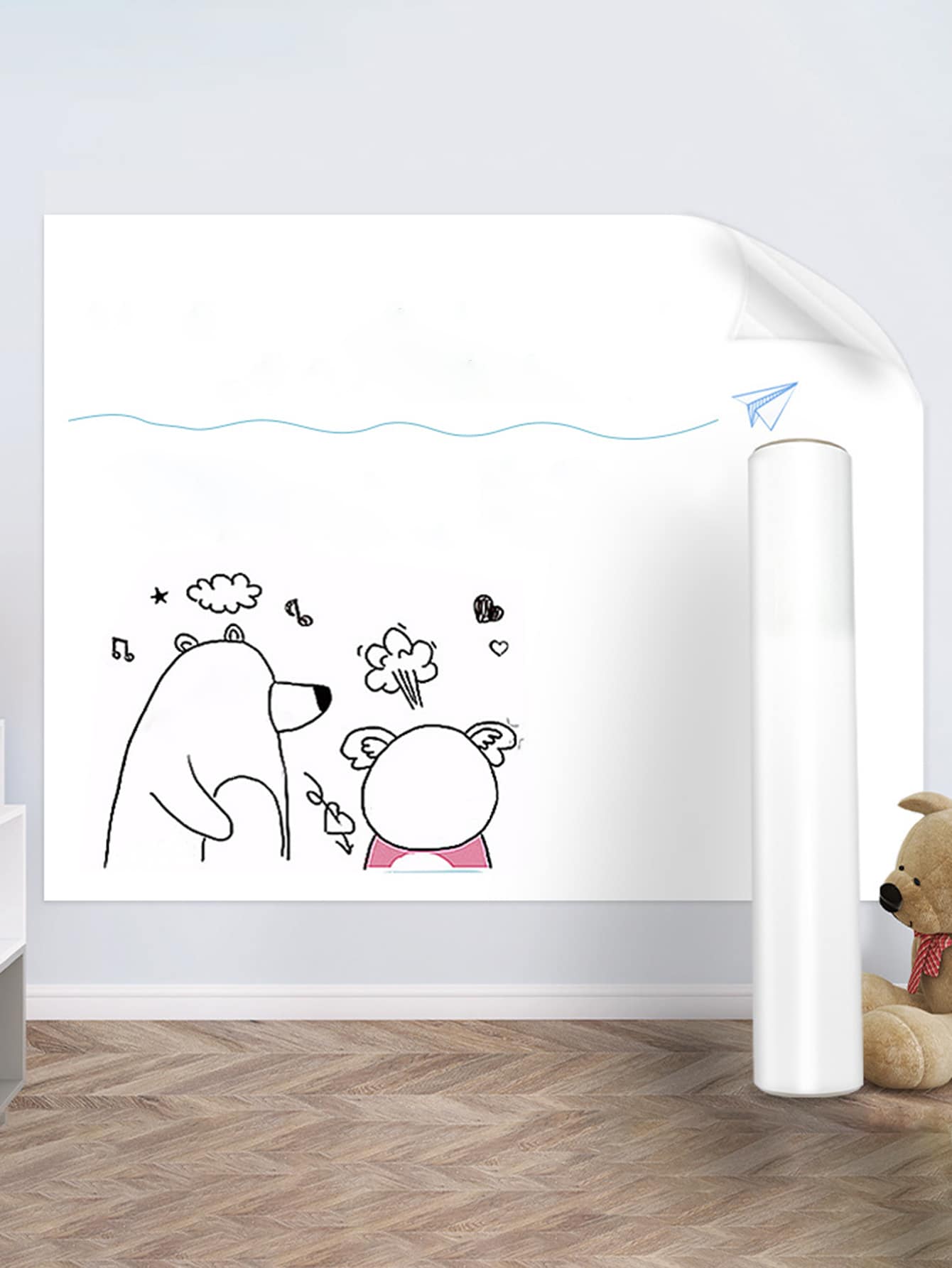 1pc Solid Adhesive Whiteboard - White - View 1
