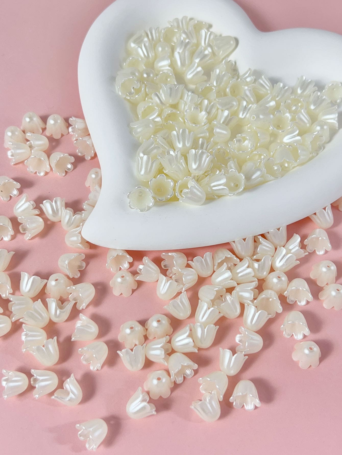 100入組/套花朵設計DIY珠子 - 米色 - 查看 1