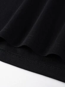 Manfinity Homme Áo thun có cổ Nam Dây kéo màu trơn Giải trí - màu đen - Xem 3