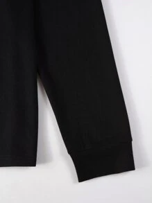 Manfinity Homme Áo thun có cổ Nam Dây kéo màu trơn Giải trí - màu đen - Xem 5