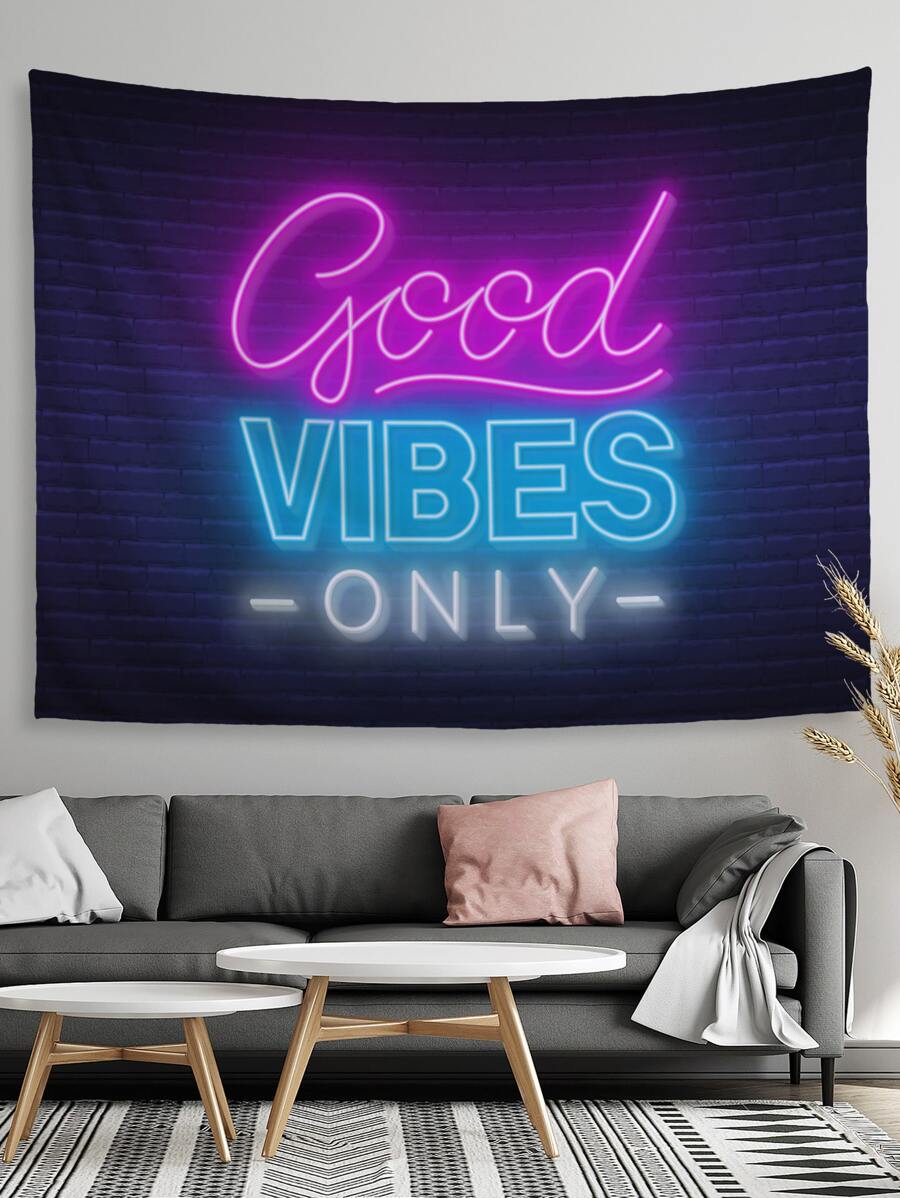 1入組字母圖案現代織物抽象圖案印花懸掛毯子 - 彩色 - 查看 1