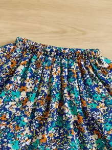 SHEIN 嬰兒女孩小花印花擴袖裙