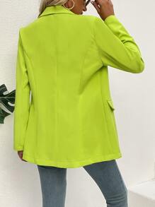 SHEIN Clasi 西裝領雙排釦翻蓋細節西裝外套工作服