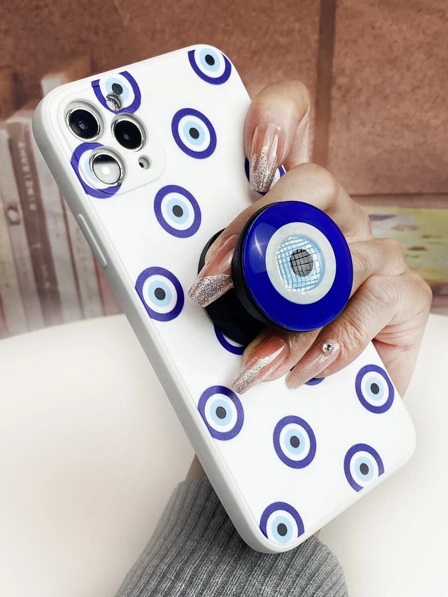 邪惡之眼圖案手機殼帶發光發亮手機氣囊支架 - 白色 - 查看 1