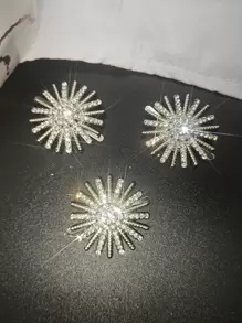 1 Nút Hợp Kim Kẽm, Kim Cương Giả Thiết Kế Hoa May Tay & Cung Cấp Hàng Thủ Công - Bạc - Xem 1