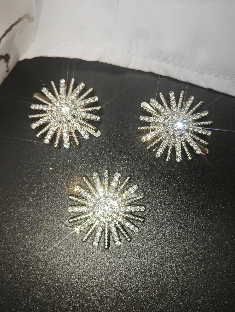 1 Nút Hợp Kim Kẽm, Kim Cương Giả Thiết Kế Hoa May Tay & Cung Cấp Hàng Thủ Công - Bạc - Xem 1