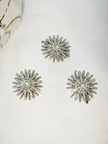 1 Nút Hợp Kim Kẽm, Kim Cương Giả Thiết Kế Hoa May Tay & Cung Cấp Hàng Thủ Công - Bạc - Xem 3