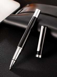 1支素色銅中性筆，經典便攜式中性筆，適合學生、書寫、繪畫 - 黑色 - 查看 1