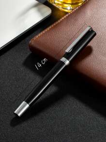 1支素色銅中性筆，經典便攜式中性筆，適合學生、書寫、繪畫 - 黑色 - 查看 2