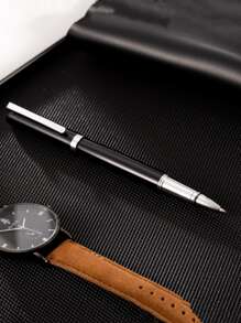 1支素色銅中性筆，經典便攜式中性筆，適合學生、書寫、繪畫 - 黑色 - 查看 6