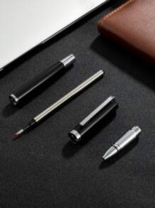 1支素色銅中性筆，經典便攜式中性筆，適合學生、書寫、繪畫 - 黑色 - 查看 5