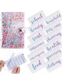 1入組亮片裝飾活頁封面和12入組帶預算紙活頁文入組袋 - 無色 - 查看 1