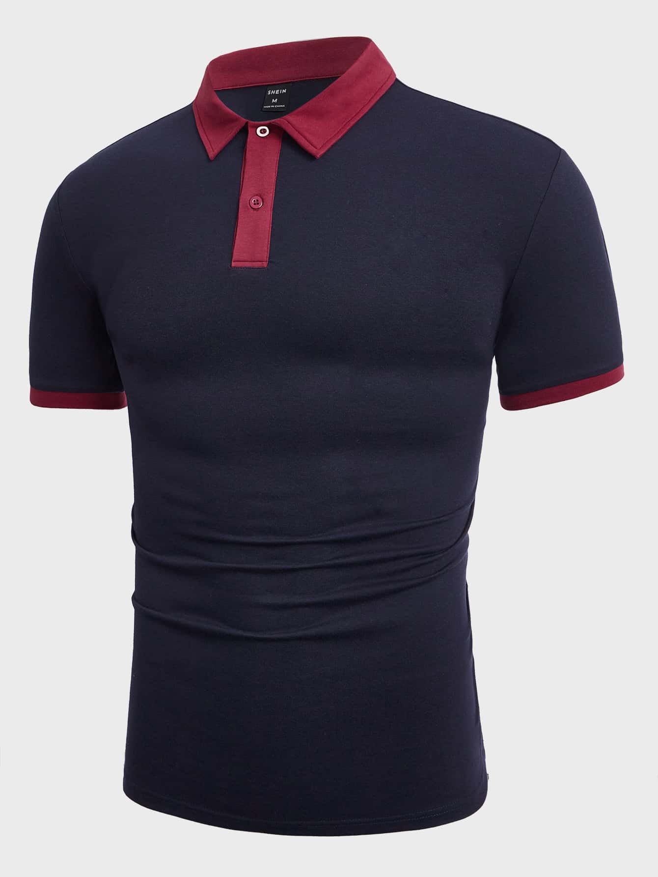 GENTILAND Men Contrast Trim Polo Shirt - Navy Blue - View 1